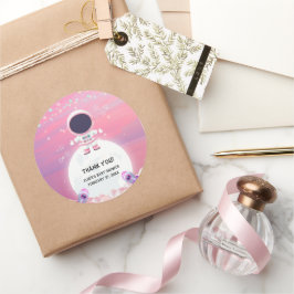 Pegatina Redonda Pequeño Explorador del espacio exterior rosa Baby 