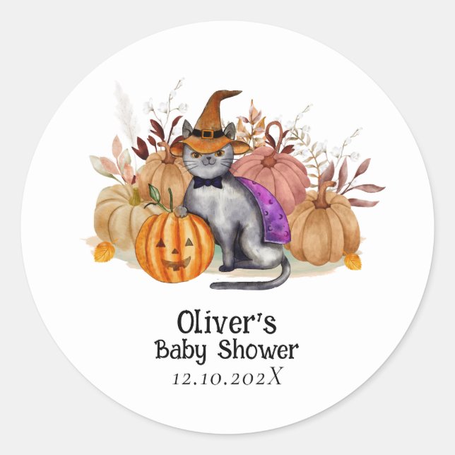 Pegatina Redonda Pequeño Gato De Poema De Bote En Baby Shower Gorra (Anverso)