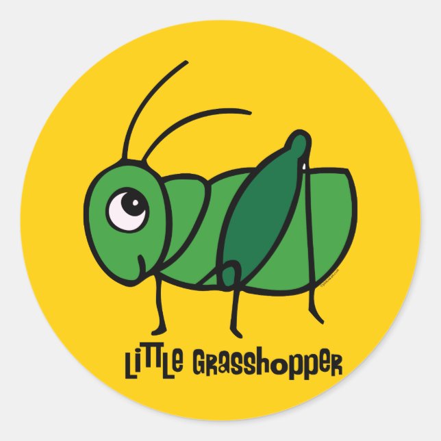 Pegatina Redonda Pequeño Grasshopper (Anverso)