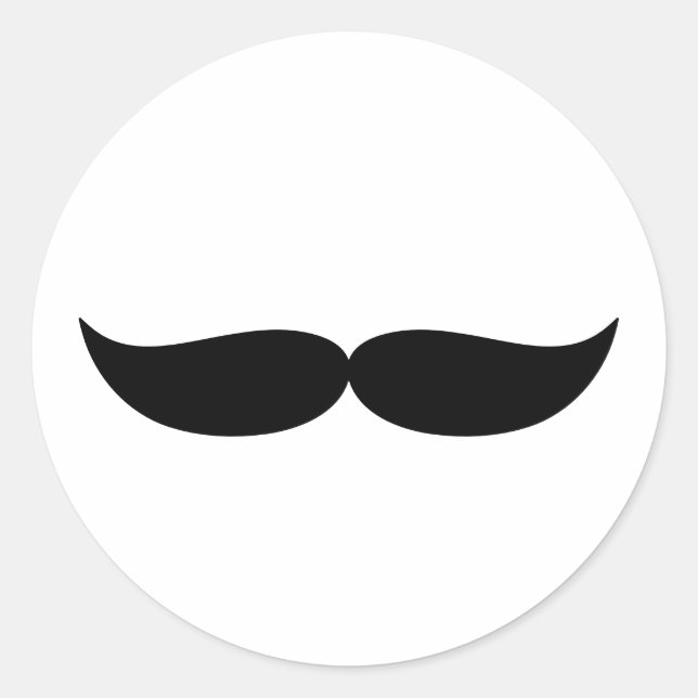 Pegatina Redonda Pequeño hombre de bigote clásico (Anverso)