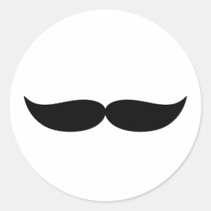Pegatina Redonda Pequeño hombre de bigote clásico