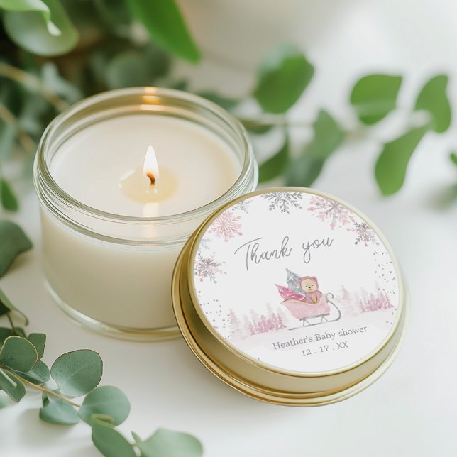 Pegatina Redonda Pequeño invitado de Baby Shower con copo de nieve (Subido por el creador)