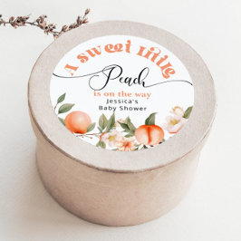 Pegatina Redonda Pequeño melocotón en camino a la ducha de bebé