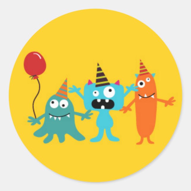 Pegatina Redonda Pequeño Monstruo (Anverso)