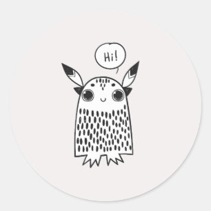 Pegatina Redonda Pequeño monstruo lindo