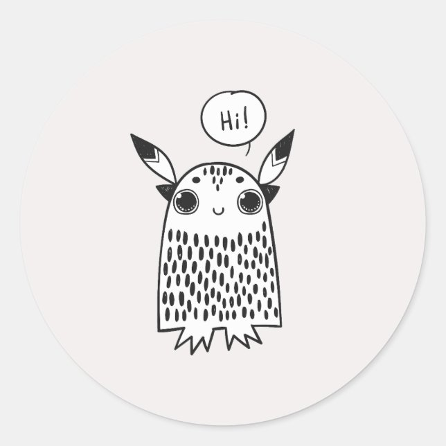 Pegatina Redonda Pequeño monstruo lindo (Anverso)