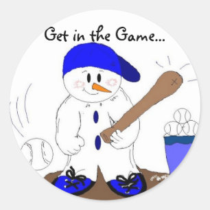 Pegatina Redonda Pequeño Muñeco de Nieve Slugger
