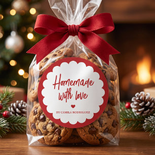 Pegatina Redonda Pequeño Negocio de Repostería Casera con Amor