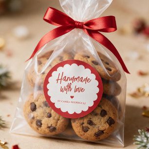 Pegatina Redonda Pequeño Negocio de Repostería Hecho a Mano con Amo