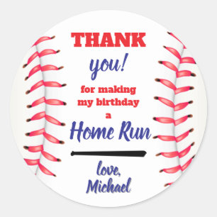 Pegatina Redonda Pequeño Novato de Béisbol Cumpleaños Primero Graci