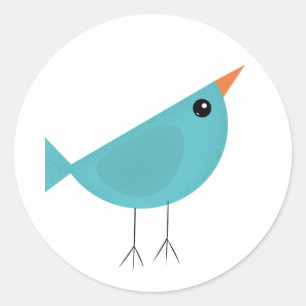 Pegatina Redonda Pequeño pájaro azul