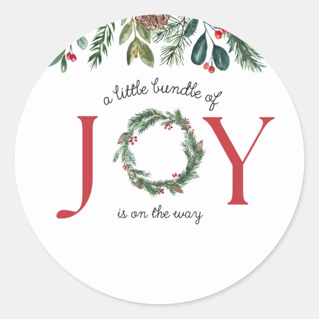 Pegatina Redonda pequeño paquete de alegría pegatinas de ducha bebé (Anverso)