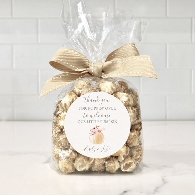 Pegatina Redonda PEQUEÑO PUMPKIN POPCORN personalizado FAVOR (Subido por el creador)