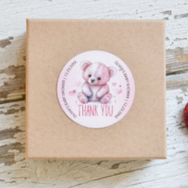 Pegatina Redonda Pequeño querido oso Baby Shower Gracias