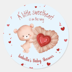 Pegatina Redonda Pequeño querido Valentines Heart Baby Shower