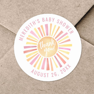 Pegatina Redonda Pequeño Rayo De Sol Boho Baby Shower