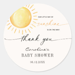 Pegatina Redonda Pequeño Rayo De Sol Invitación para Baby Shower Cl