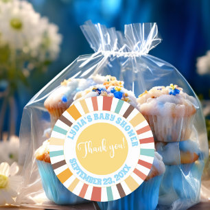 Pegatina Redonda Pequeño Rayo De Sunshine Blue Baby Shower