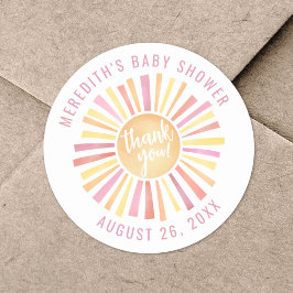 Pegatina Redonda Pequeño Rayo De Sunshine Boho Baby Shower