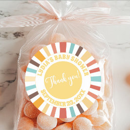 Pegatina Redonda Pequeño Rayo Del Sol Baby Shower