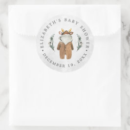 Pegatina Redonda Pequeño reno | Navidades Baby Shower Favor