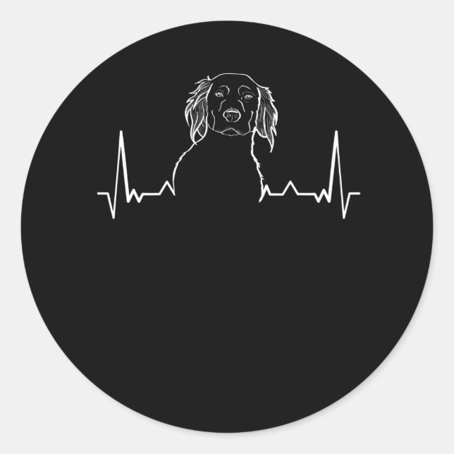 Pegatina Redonda Pequeño ritmo cardíaco de Munsterlander (Anverso)