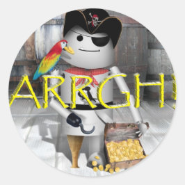Pegatina Redonda ¡Pequeño Robo-x9 para hablar como un pirata!