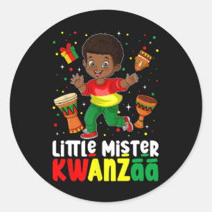 Pegatina Redonda Pequeño señor Kwanzaa Kinara vela africana