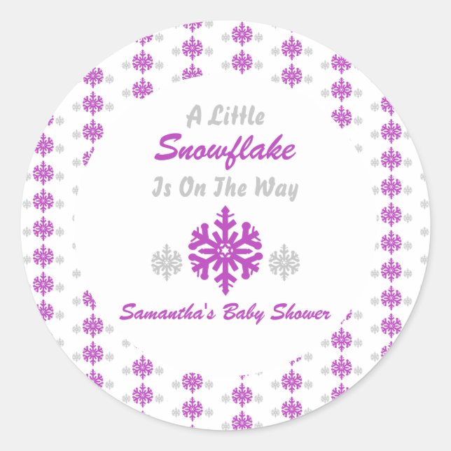 Pegatina Redonda Pequeño Snowflake En El Camino (Anverso)