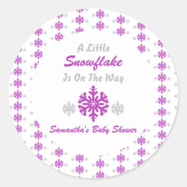 Pegatina Redonda Pequeño Snowflake En El Camino