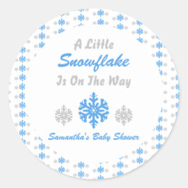 Pegatina Redonda Pequeño Snowflake En El Camino