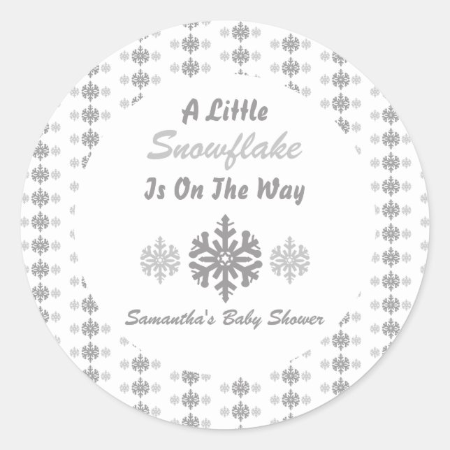 Pegatina Redonda Pequeño Snowflake En El Camino (Anverso)