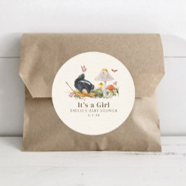 Pegatina Redonda Pequeño Stinker Woodland Skunk Chica Baby Shower