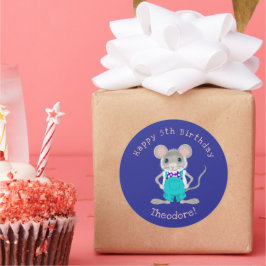 Pegatina Redonda Pequeño y elegante personalizado de ratón Aniversa