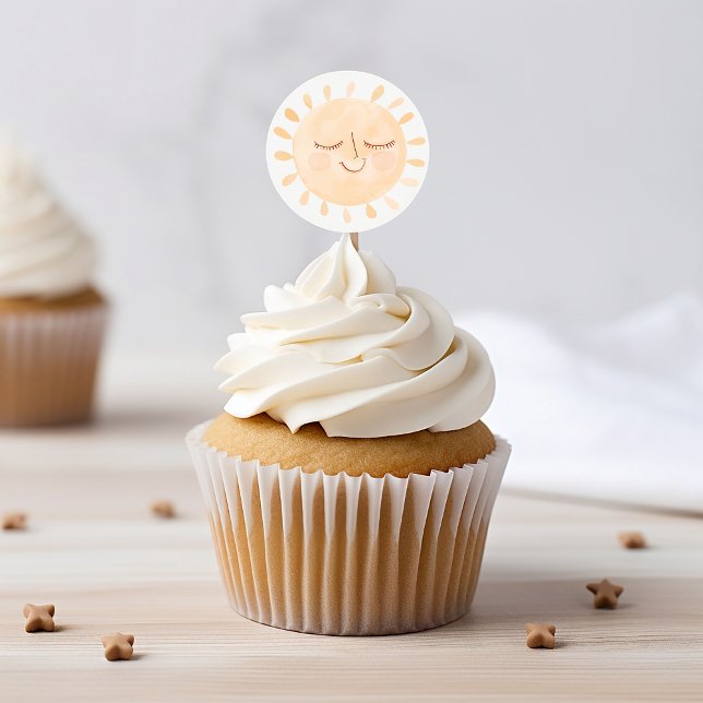 Pegatina Redonda Pequeño y lindo Sun y arcoiris Boho Baby Shower (Cute Little Sun & Rainbow Boho Baby Shower Classic Round Sticker)