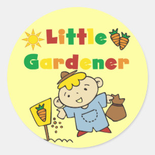 Pegatina Redonda Pequeños camisetas y regalos del jardinero del