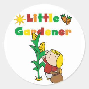 Pegatina Redonda Pequeños camisetas y regalos del jardinero del