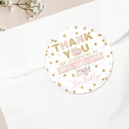 Pegatina Redonda Pequeños Chicas de calabaza Día 2 Gracias