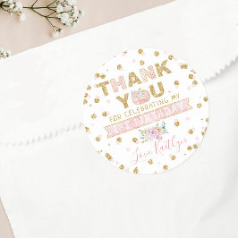 Pegatina Redonda Pequeños Chicas de calabaza primer cumpleaños grac