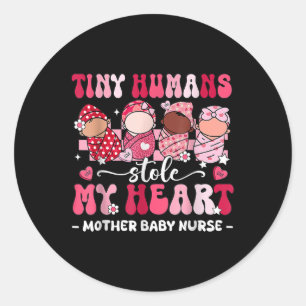 Pegatina Redonda Pequeños humanos se robaron mi corazón madre madre