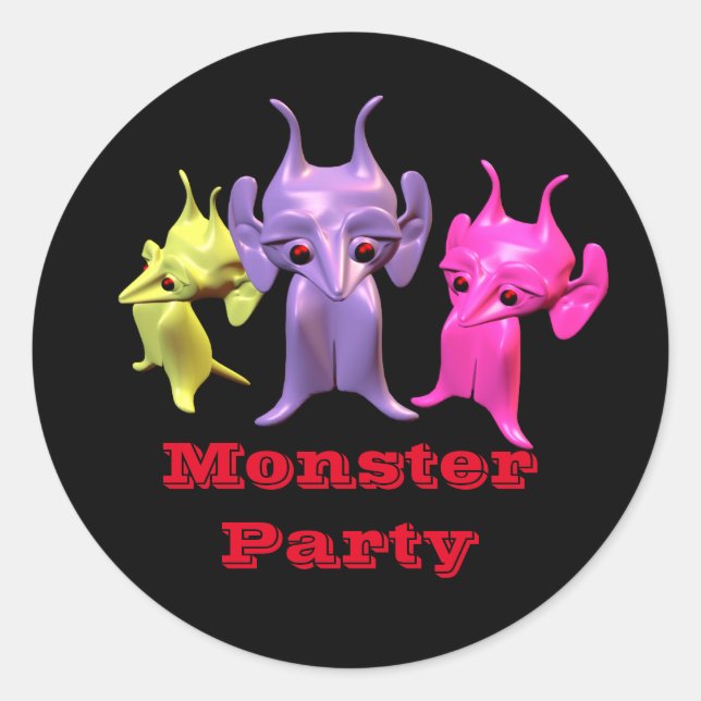 Pegatina Redonda Pequeños martianos, personalizados para los niños. (Anverso)