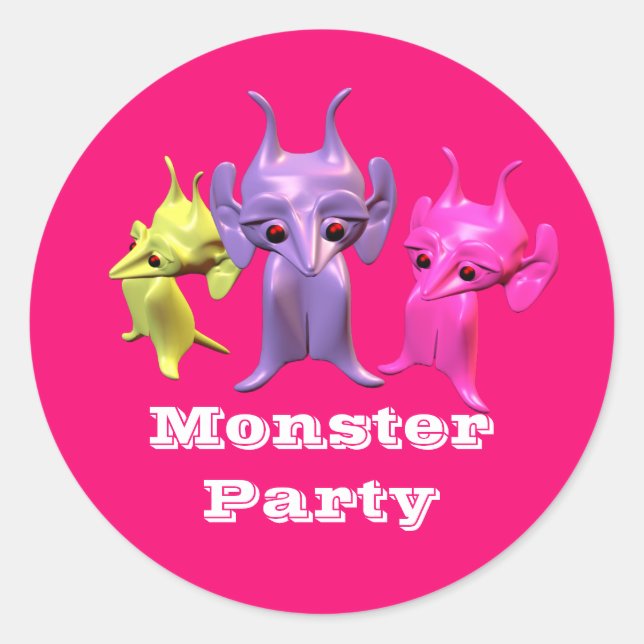 Pegatina Redonda Pequeños martianos, personalizados para los niños. (Anverso)