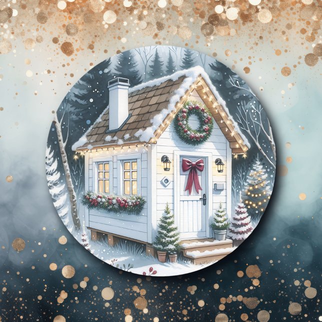 Pegatina Redonda Pequeños Navidades caseros blancos festivos (Subido por el creador)