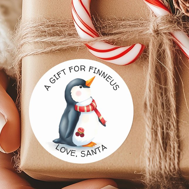 Pegatina Redonda Pequeños Navidades de pingüino a y desde (Subido por el creador)