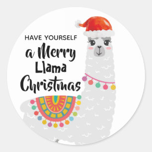 Pegatina Redonda Pequeños Navidades graciosos que llama Santa dese