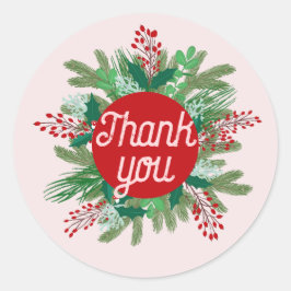 Pegatina Redonda Pequeños negocios Gracias Holiday era rosa rojo