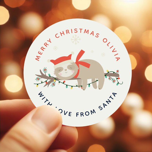 Pegatina Redonda Pequeños niños Navidades Slothy (Subido por el creador)