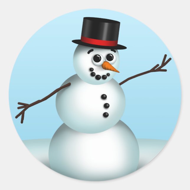 Pegatina Redonda Pequeños pegatinas de invierno de Snowman (Anverso)