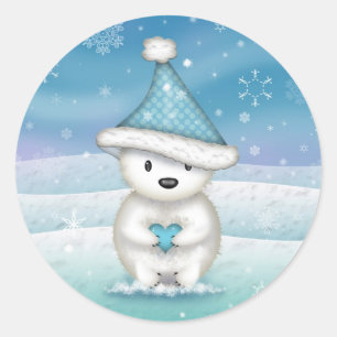 Pegatina Redonda Pequeños Pegatinas de oso polar