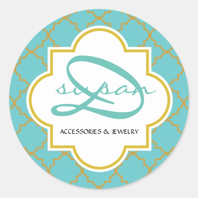 Pegatina Redonda Pequeños pegatinas redondos de quatrefoil (Anverso)